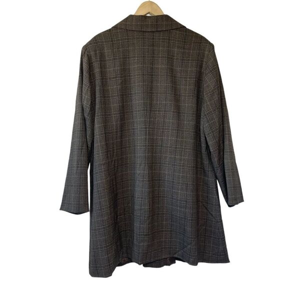 Monroe & Main Brown Tan Plaid Single Breasted Lightly Lined Long Jacket Sz 22W - Picture 2 of 4